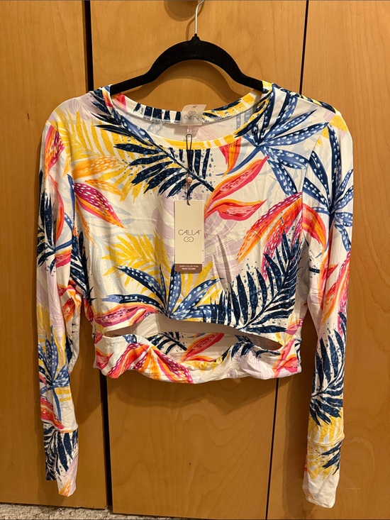 CALIA by Carrie Underwood Other - Calia Tropical Print Long Sleeve Swim Crop Top